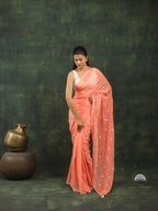 Mul Cotton Saree with Parijat Embroidery