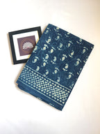 Handblock Print Indigo-Aam print Saree